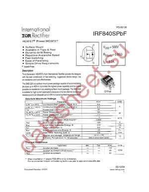 IRF840SPBF datasheet  